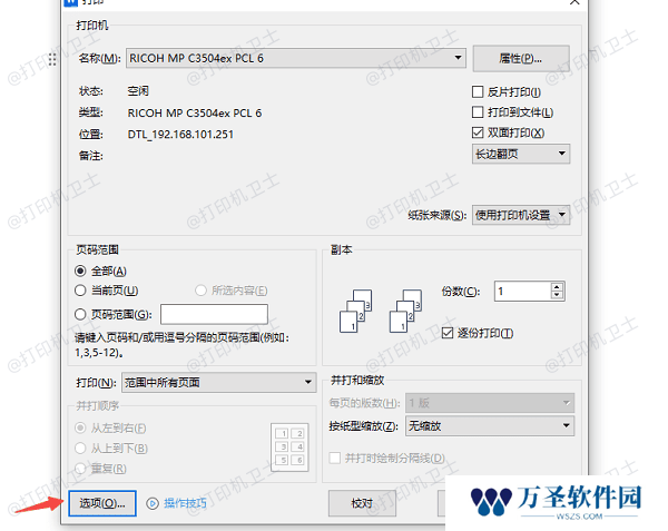 选择正确的打印选项